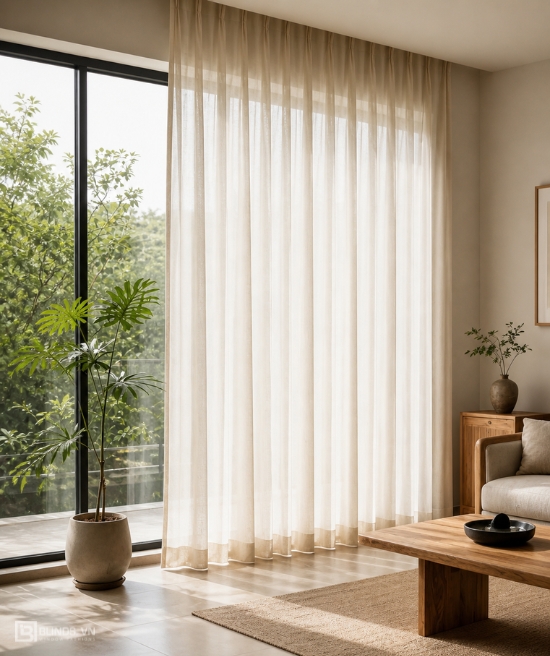 Rèm linen Japandi