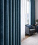 rèm cửa vải gấm màu xanh 2