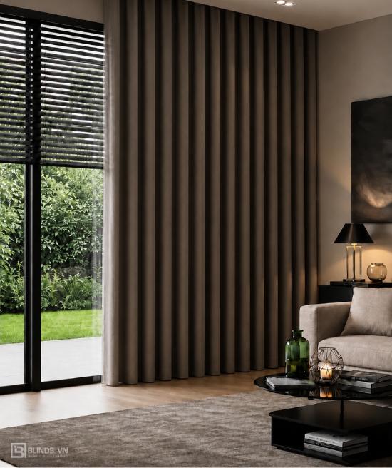 Rèm vải Taupe Shadow cản sáng cho phòng khách