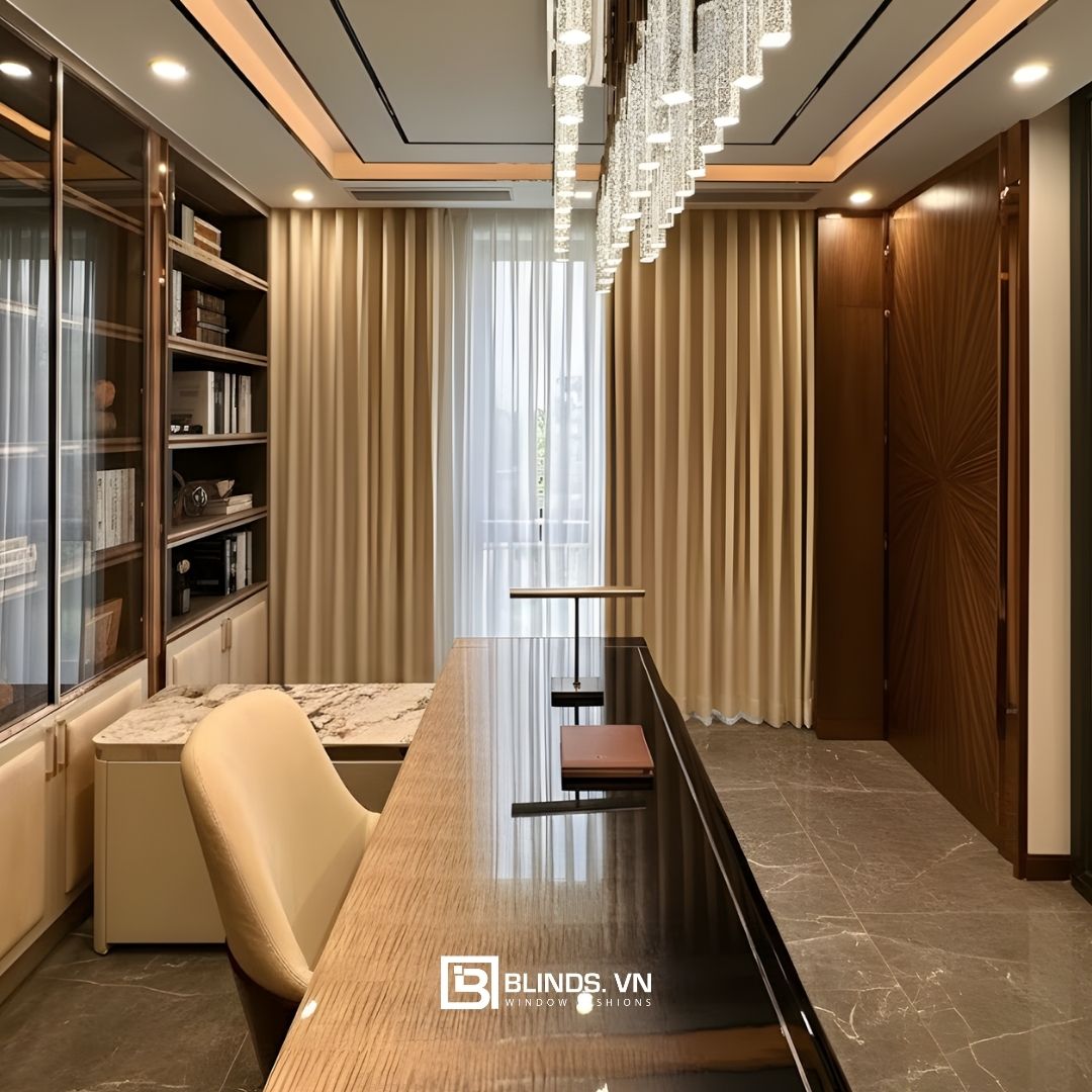 Rèm vải 2 lớp màu vàng