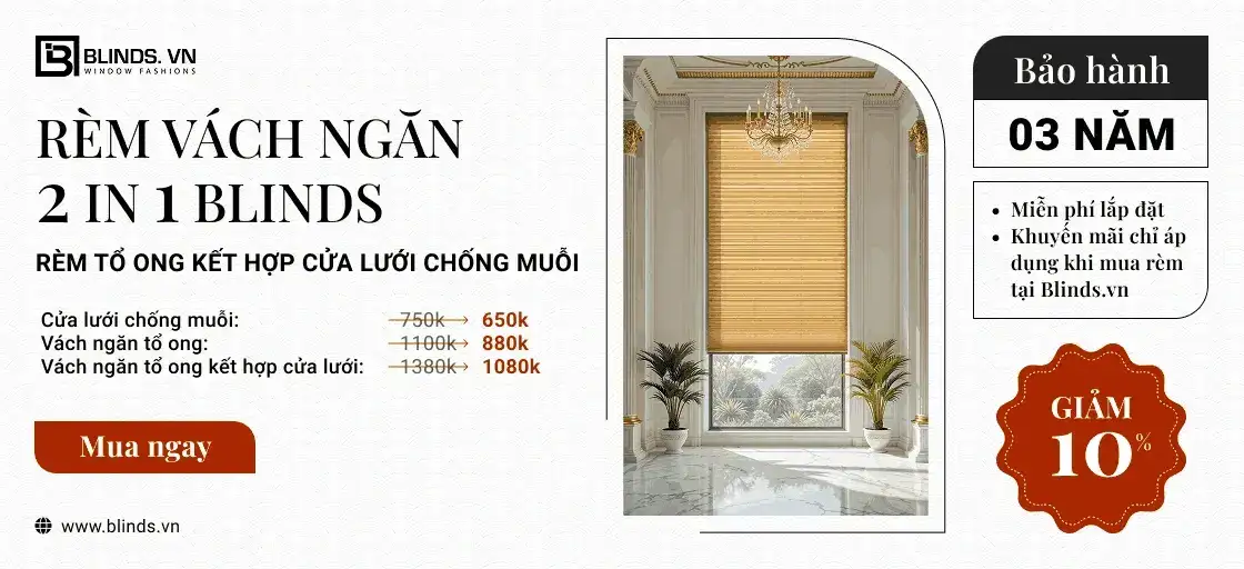 Rèm vách 2 in 1 giảm giá 10%