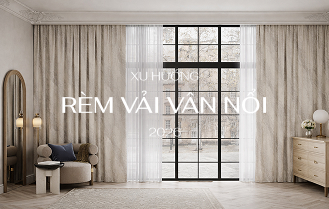 Rèm vải hiệu ứng vân nổi nâng tầm chiều sâu không gian